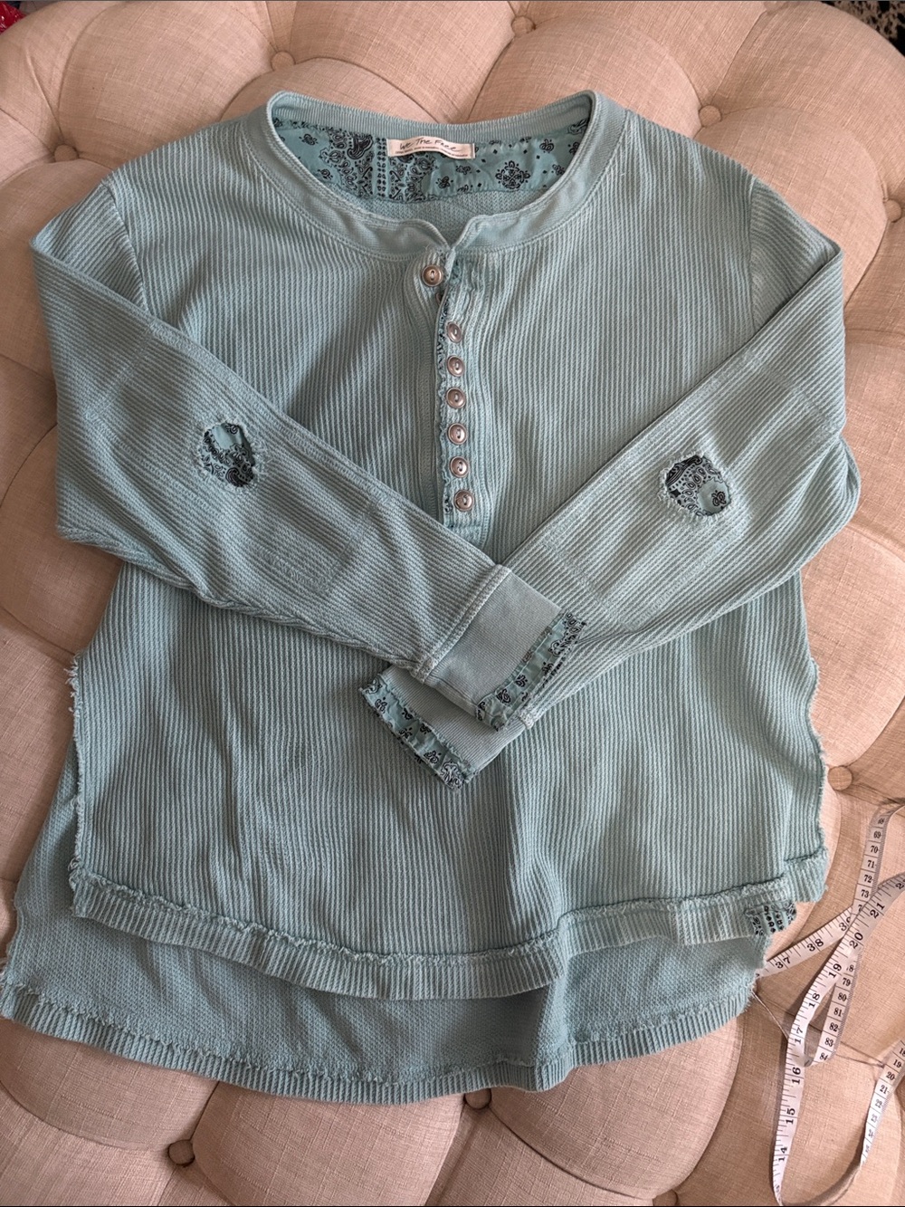 We The Free Light Aqua Long-Sleeve Henley Top
